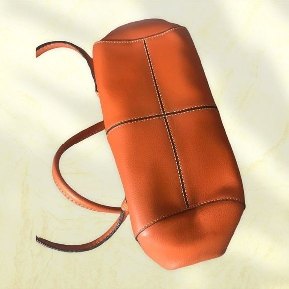 CUERO VACA Argentina Bag Vintage Tangerine Leather Snap Tubular Design 13” x 6” - Picture 8 of 10